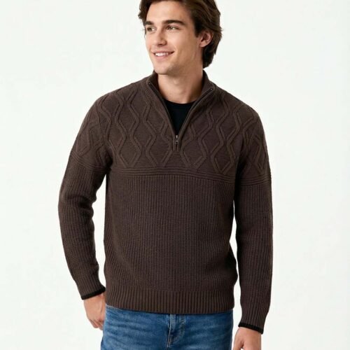 Sweater hombre cierre medio texturizado